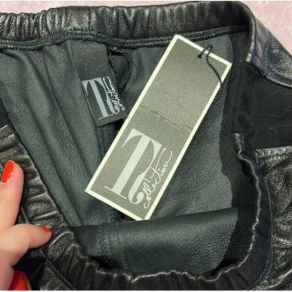 *NWT* 100% Lambskin Leather High-Waist Panel Leggings - Picture 6 of 15